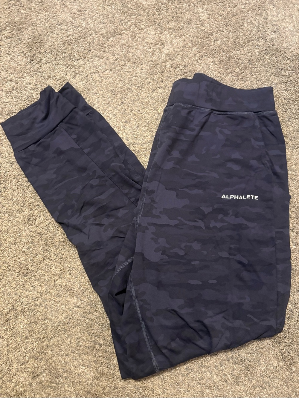 Alphalete Mens Navy Camo Fitted Stretch Joggers